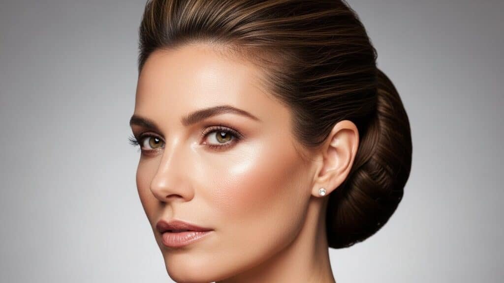 Cabelo preso elegante e sofisticado.