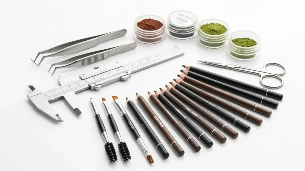 Kit profissional completo com ferramentas essenciais para design de sobrancelhas