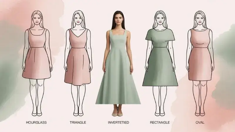 Infográfico de biotipos femininos e as melhores modelagens de roupas para valorizar cada tipo de corpo.