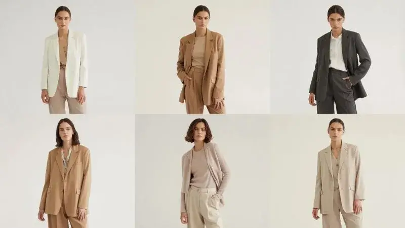 Grid de fotos com mais de 20 combinações de looks diferentes usando apenas peças de um armário cápsula