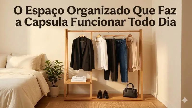Guarda-roupa acessível organizado com as 8 peças essenciais do guarda-roupa capsula econômico por menos de R$500