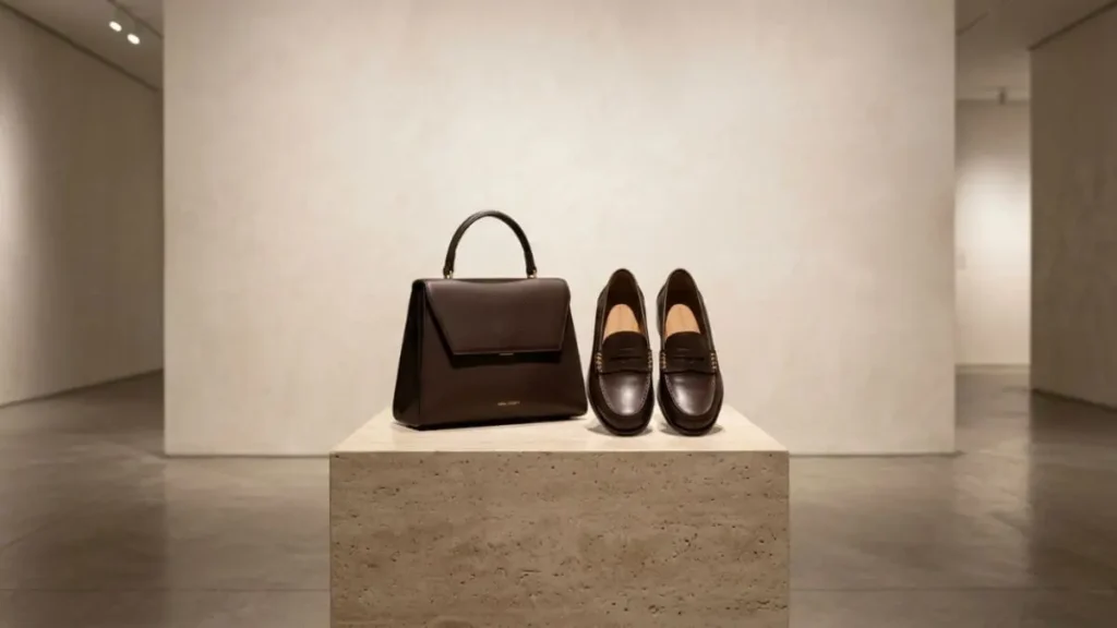 Bolsa e sapatos de couro legítimo da linha premium da Zara.