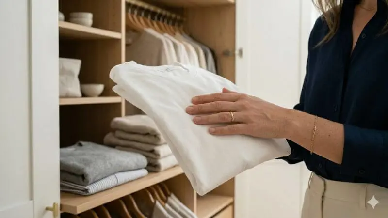 Close-up de tecido de algodão pima de alta qualidade sendo tocado, mostrando resistência.