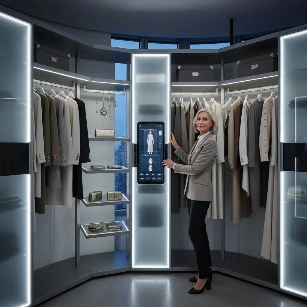 Visão moderna e minimalista de guarda-roupa para mulheres maduras, com peças versáteis e tecnológicas